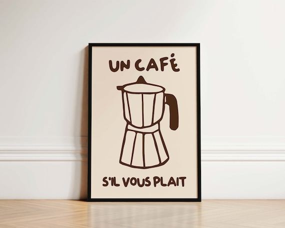 Un Cafe Coffee Kitchen Art Print, Retro French Style