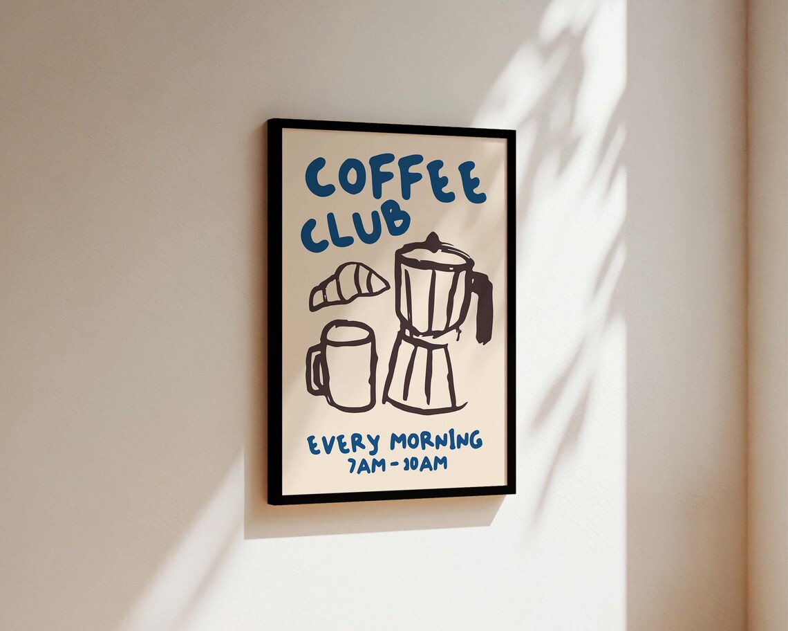 Coffee Club Kitchen Poster, Coffee Lover Art Print - Image 3
