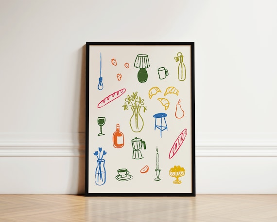 Retro Dinner Table Kitchen Art Print