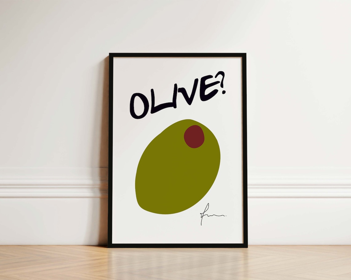 Olive Kitchen Print, Retro Kitchen Decor