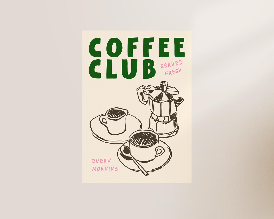 Coffee Club Kitchen Art Print, Coffee Lover - Image 3