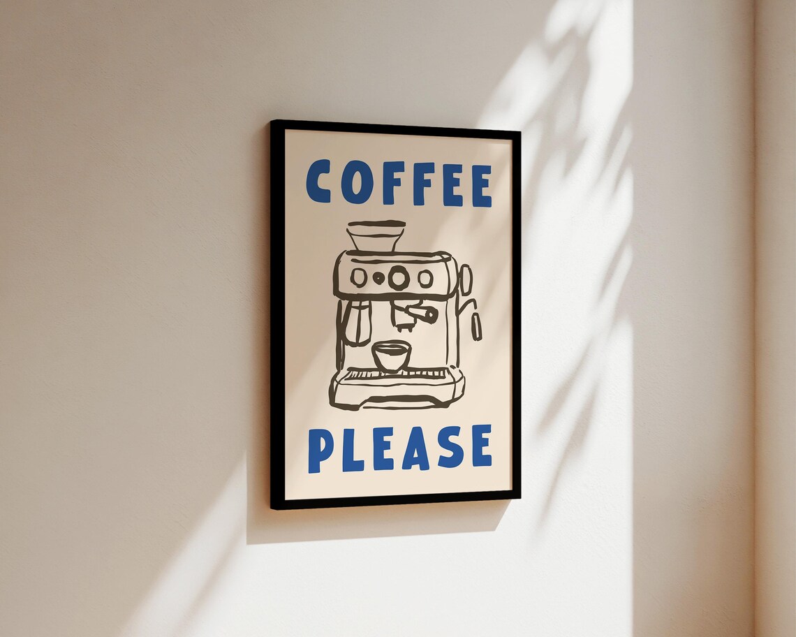Coffee Please Kitchen Poster, Hand-Drawn Coffee Art - Image 3