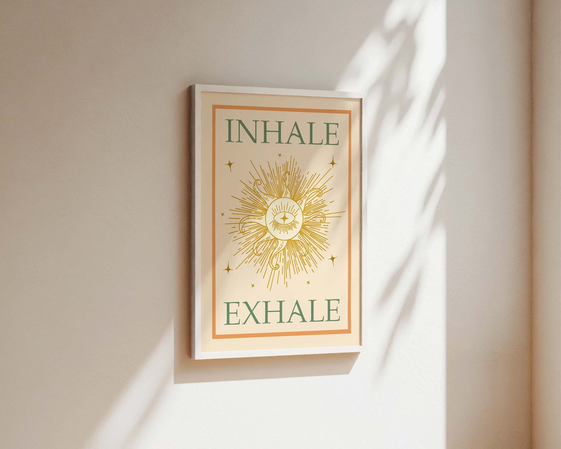Inhale Exhale Yoga Boho Sun Meditation Art Print - Image 2