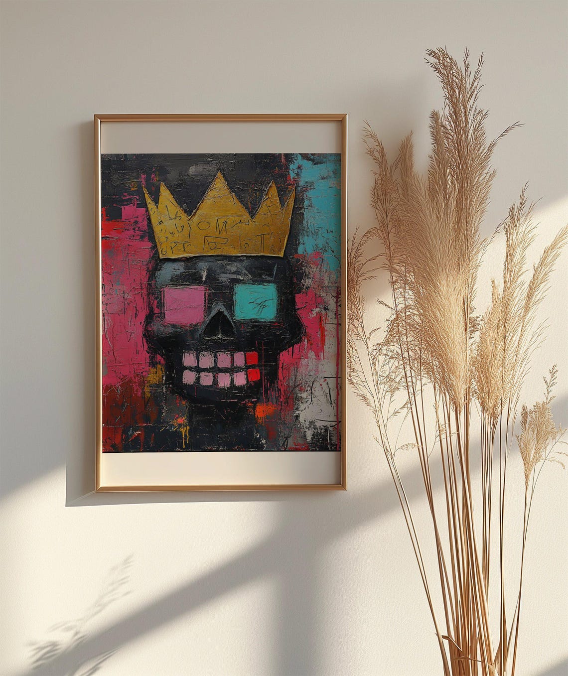 Skull Art Print Colourful Abstract Wall Art Modern Home Dcor Crown Painting Pop Art Style Unique Gift Unframed - Image 2