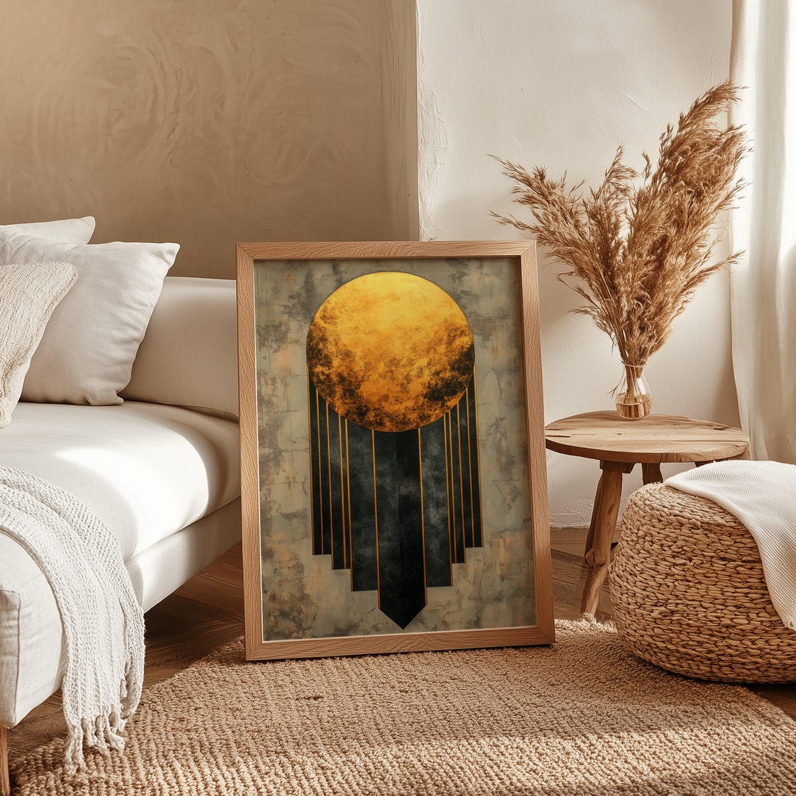 Abstract Sun Wall Art Print For Modern Home Dcor Large Geometric Wall Art Contemporary Art Print Above Sofa Dcor New Home Gift - Image 4