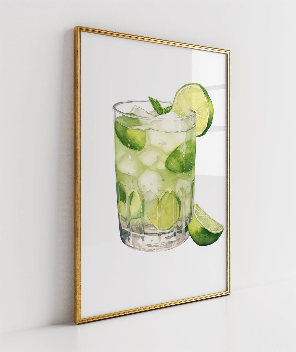 Classic Mojito Cocktail With Lime and Mint Watercolor Poster - Image 3