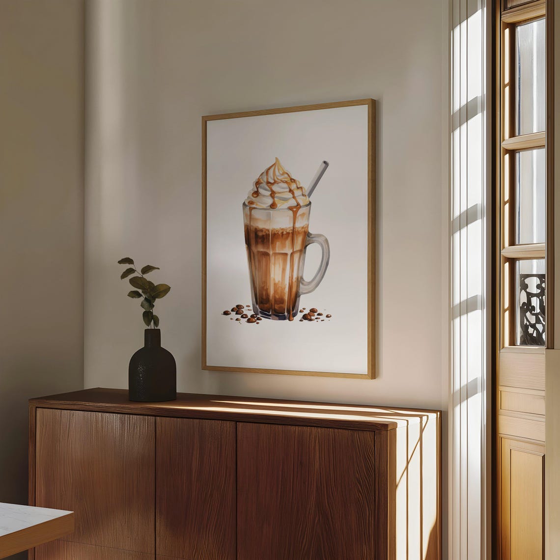 Iced Caramel Coffee With Whipped Cream Watercolor Kitchen Poster - Image 4
