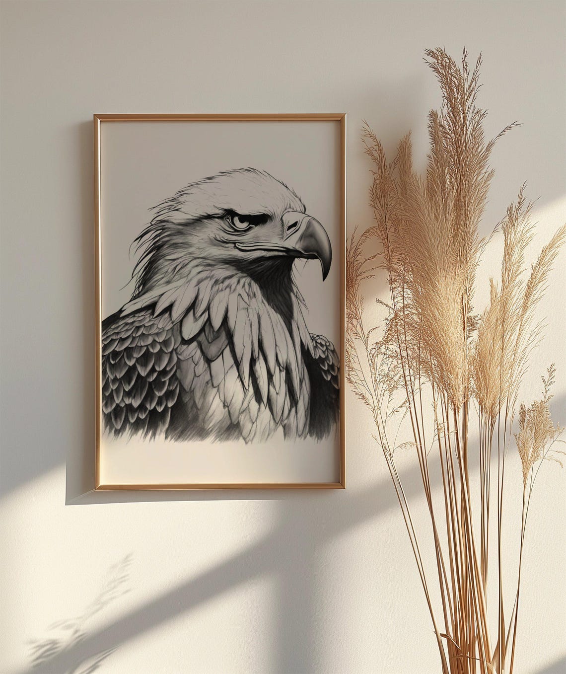 Bald Eagle Portrait Black and White Wildlife Bird Art Poster - Image 2