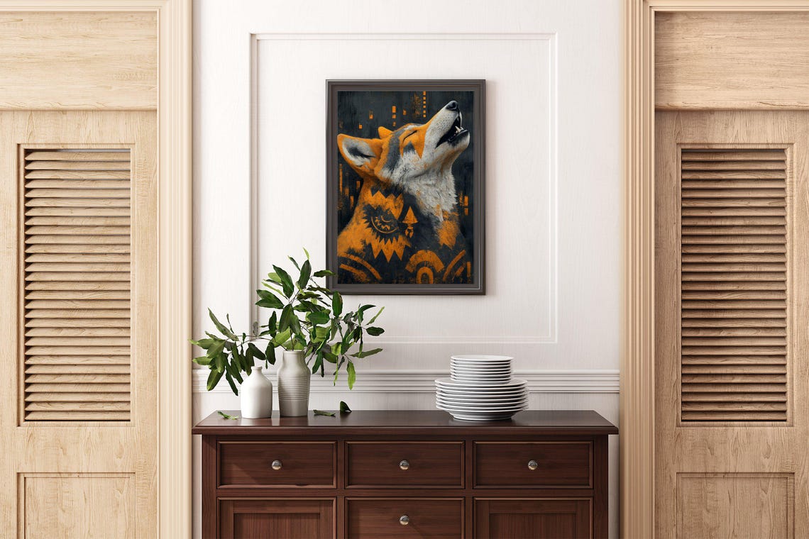Stunning Wolf Wall Art Print Abstract Geometric Animal Art Wildlife Wall Dcor Living Room Dcor Office Home Dcor - Image 2