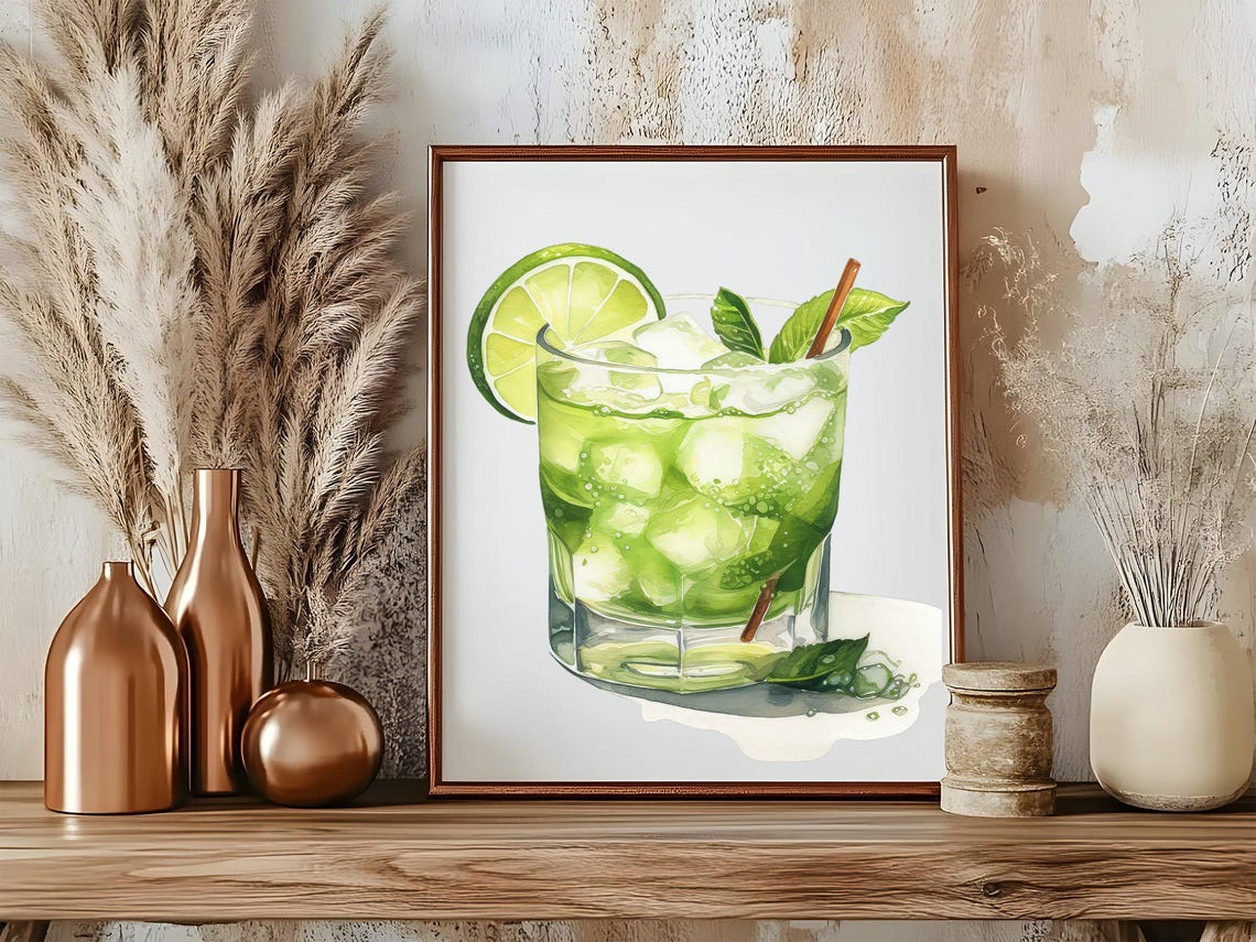 Mint Lime Mojito With Cinnamon Stick Watercolor Drink Poster - Image 5