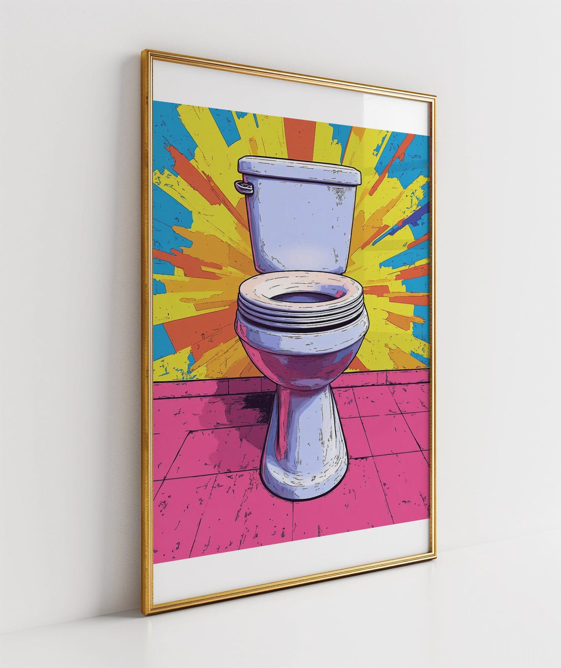 Retro Pop Art Toilet Colorful Comic Sunburst Bathroom Poster - Image 3