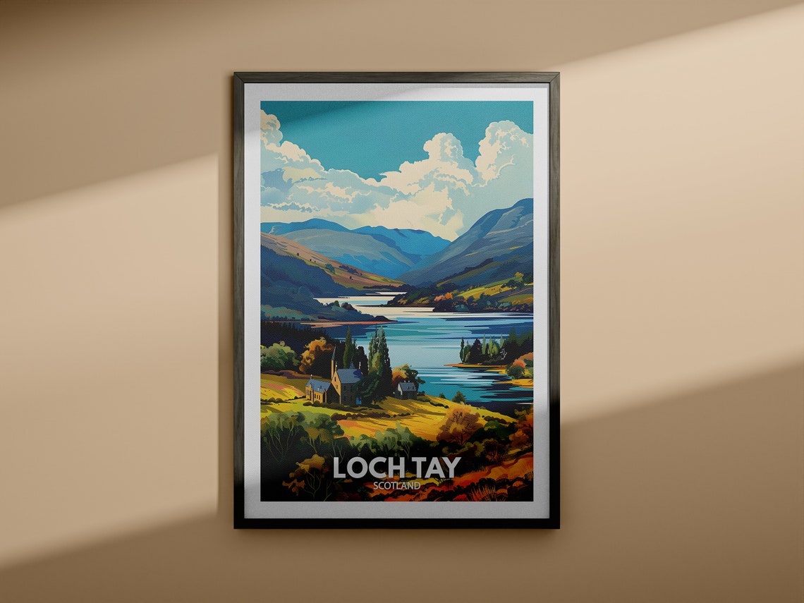 Loch Tay Print Scotland Loch Tay Poster Scotland Travel Poster Natural Lake Wall Art Lake View Art Decor Holiday Poster - Image 3