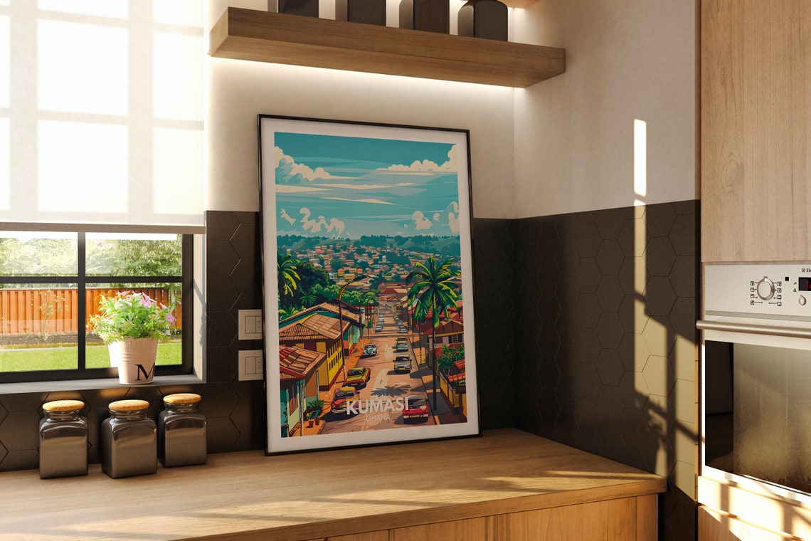 Kumasi Art Print Ghana Kumasi Poster Ghana Travel Poster Ghana Cityscape Wall Art Unique City Art Decor - Image 2
