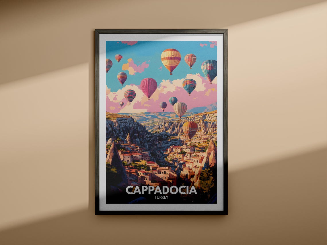 Cappadocia Travel Print Turkey Cappadocia Travel Poster Turkey Travel Poster Turkey Cityscape Wall Art Unique City Art Decor - Image 3
