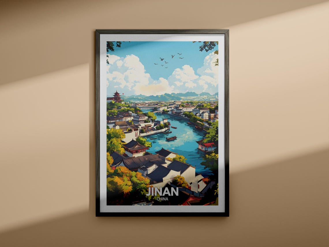 Jinan Travel Print China Jinan Travel Poster China Travel Poster China Cityscape Wall Art Unique City Art Decor - Image 3