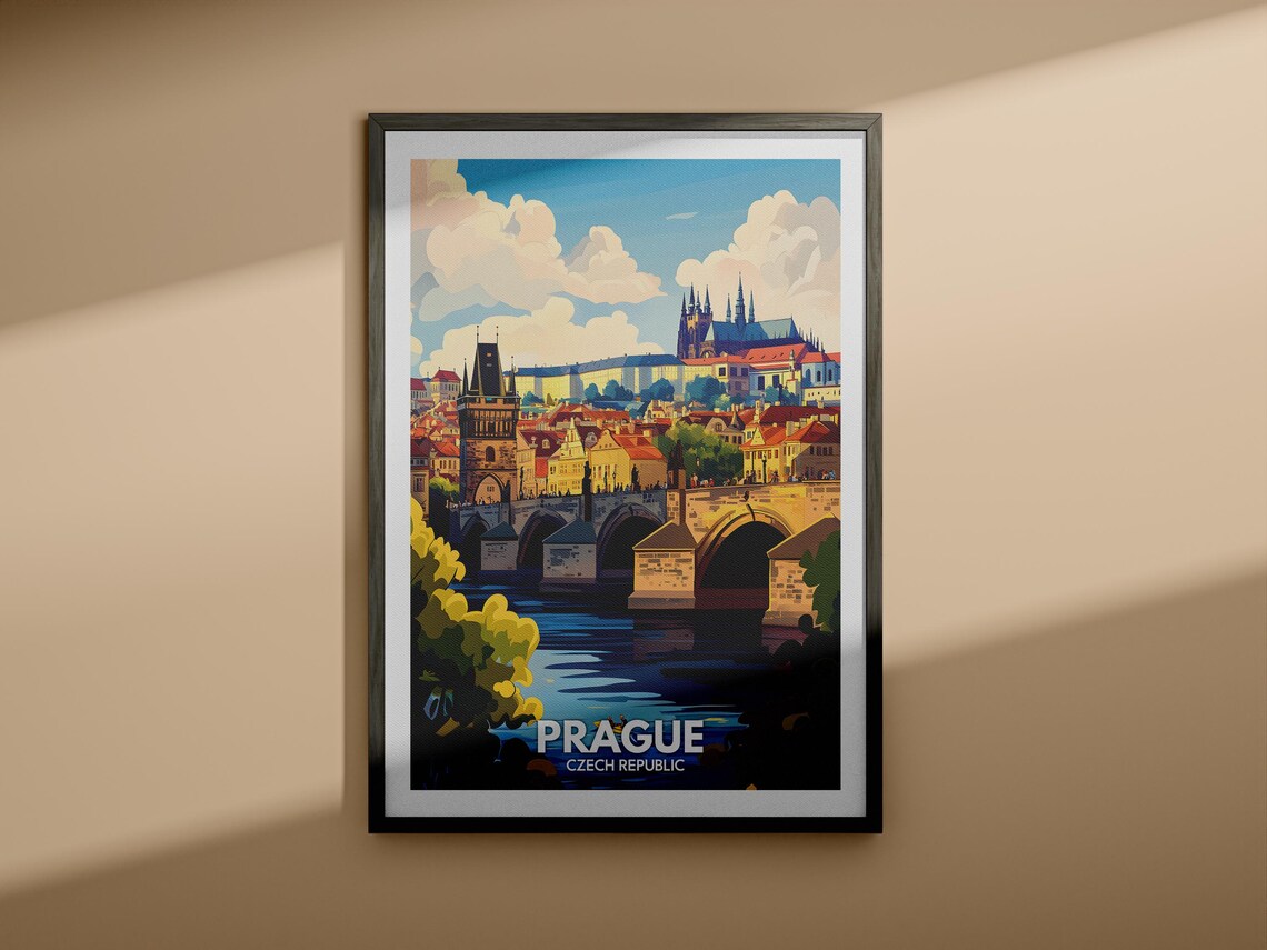Prague Art Print Czech Republic Prague Travel Poster Czech Republic Travel Poster Czech Republic Cityscape Wall Unique City Decor - Image 3