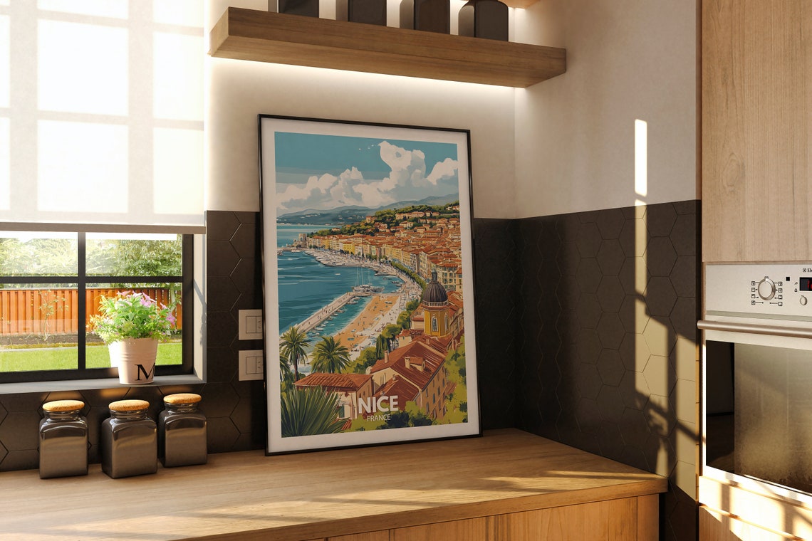 Nice Travel Print France Nice Travel Poster France Travel Poster France Cityscape Wall Art Unique City Art Decor - Image 2