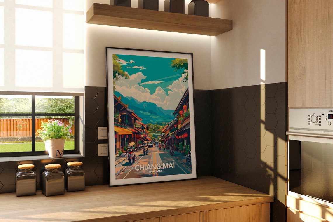 Chiang Mai Travel Print Thailand Chiang Mai Travel Poster Thailand Travel Poster Thailand Cityscape Wall Art Unique City Decor - Image 2