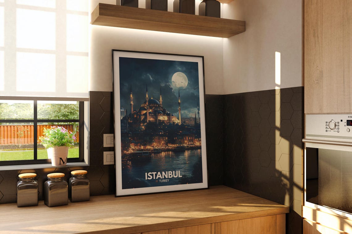 Istanbul Travel Print Turkey Istanbul Travel Poster Turkey Travel Poster Turkey Cityscape Wall Art Unique City Art Decor - Image 2