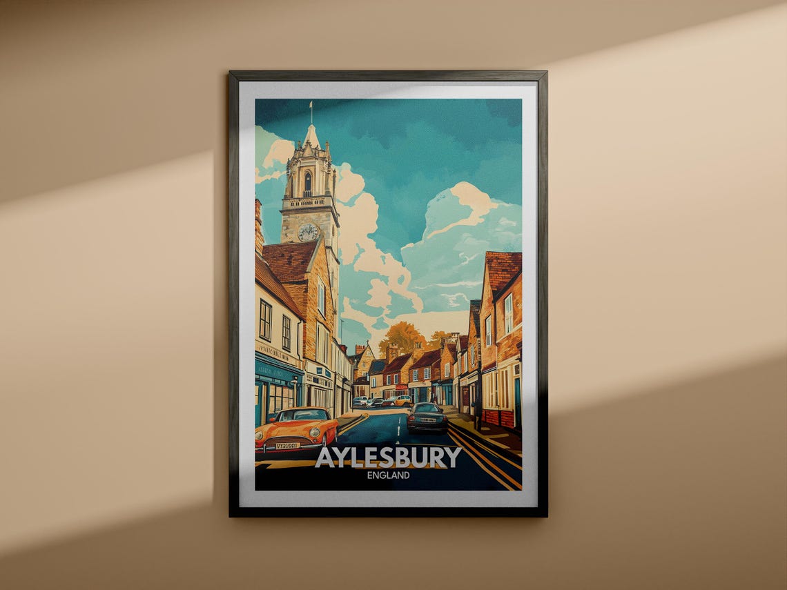Aylesbury Travel Print England Aylesbury Travel Poster England Travel Poster United Kingdom Wall Art English Art Decor - Image 3