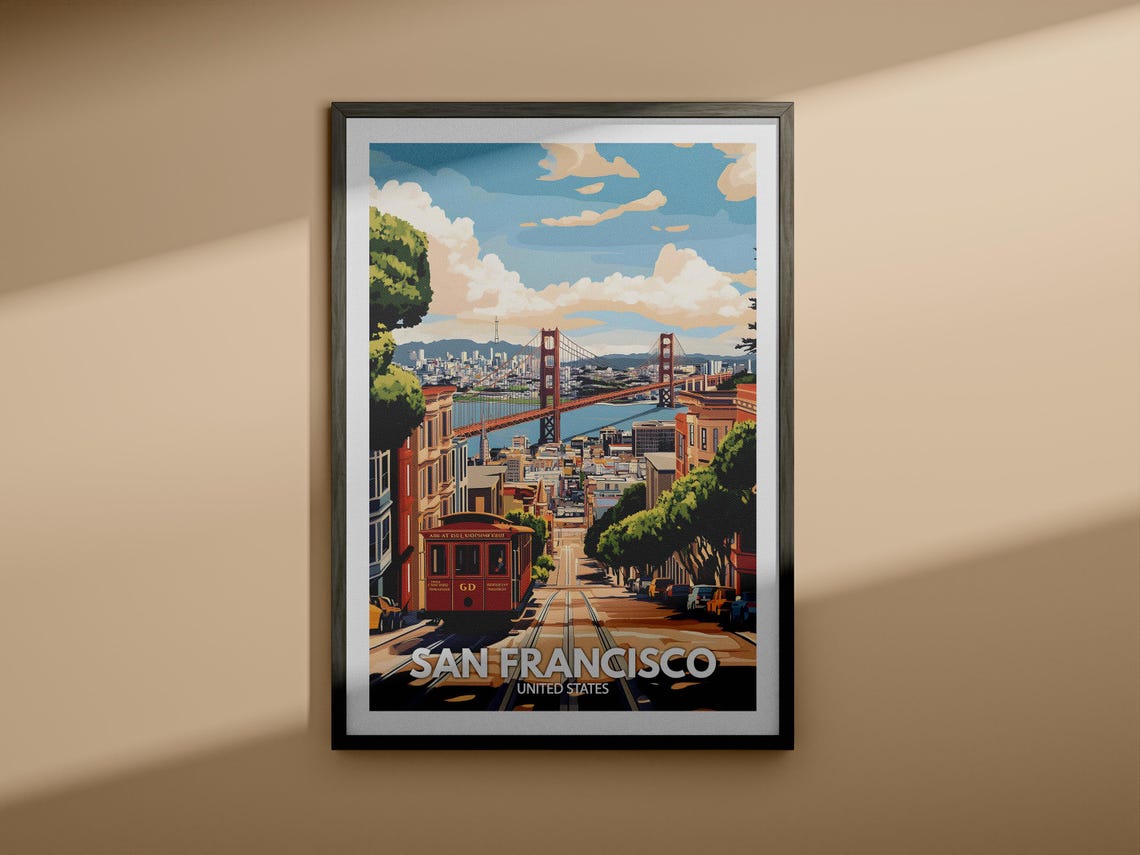 San Francisco Travel Print United States San Francisco Travel Poster United States Travel Poster United States Cityscape Wall Art Decor - Image 3