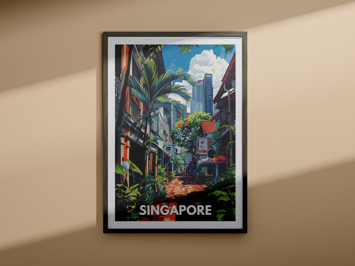 Singapore Art Print Singapore Singapore Travel Art Poster Singapore Poster Singapore Cityscape Wall Art Unique City Art Decor - Image 3