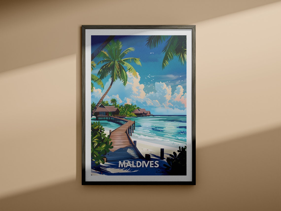 Maldives Travel Print Maldives Maldives Travel Poster Maldives Poster Maldives Cityscape Wall Art Unique City Art Decor - Image 3