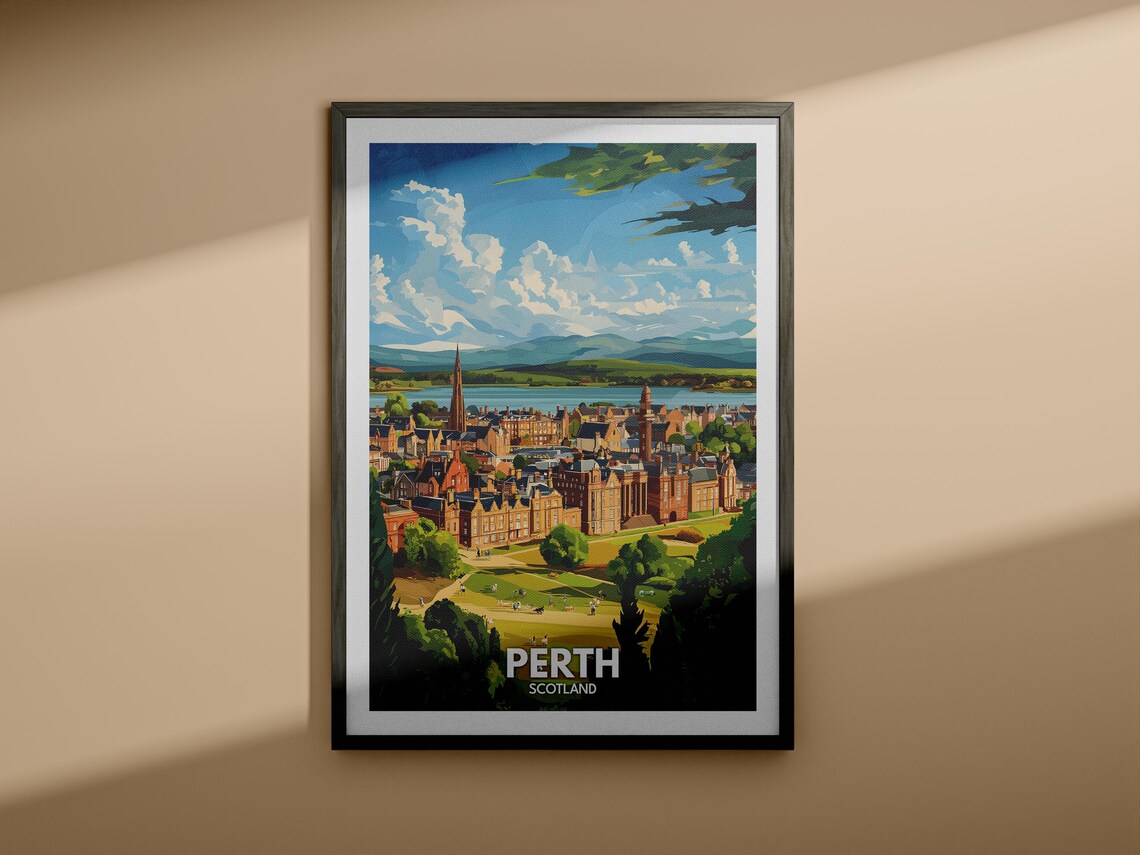 Perth Art Print Scotland Perth Travel Poster Scotland Travel Poster United Kingdom Cityscape Wall Art Scottish City Art Decor - Image 3