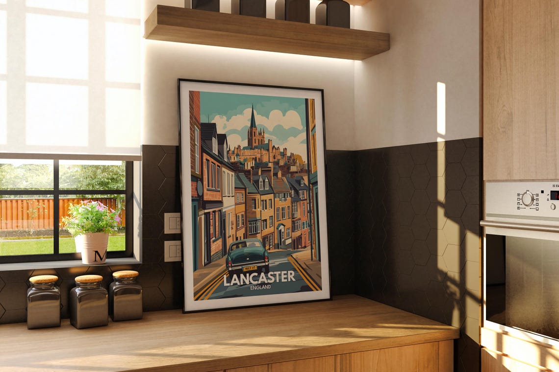 Lancaster Travel Print England Lancaster Travel Poster England Travel Poster United Kingdom Cityscape Wall Art British City Art Decor - Image 2