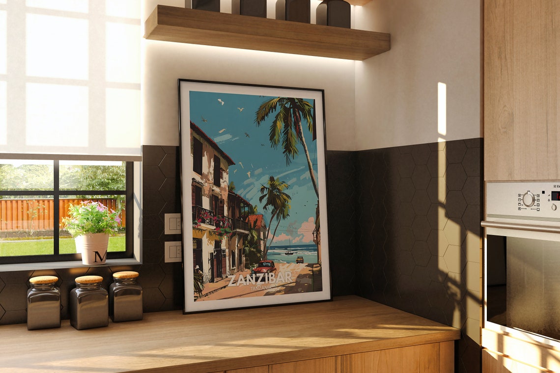 Zanzibar Print Tanzania Zanzibar Travel Poster Tanzania Travel Poster Tanzania Cityscape Wall Art Unique City Decor - Image 2