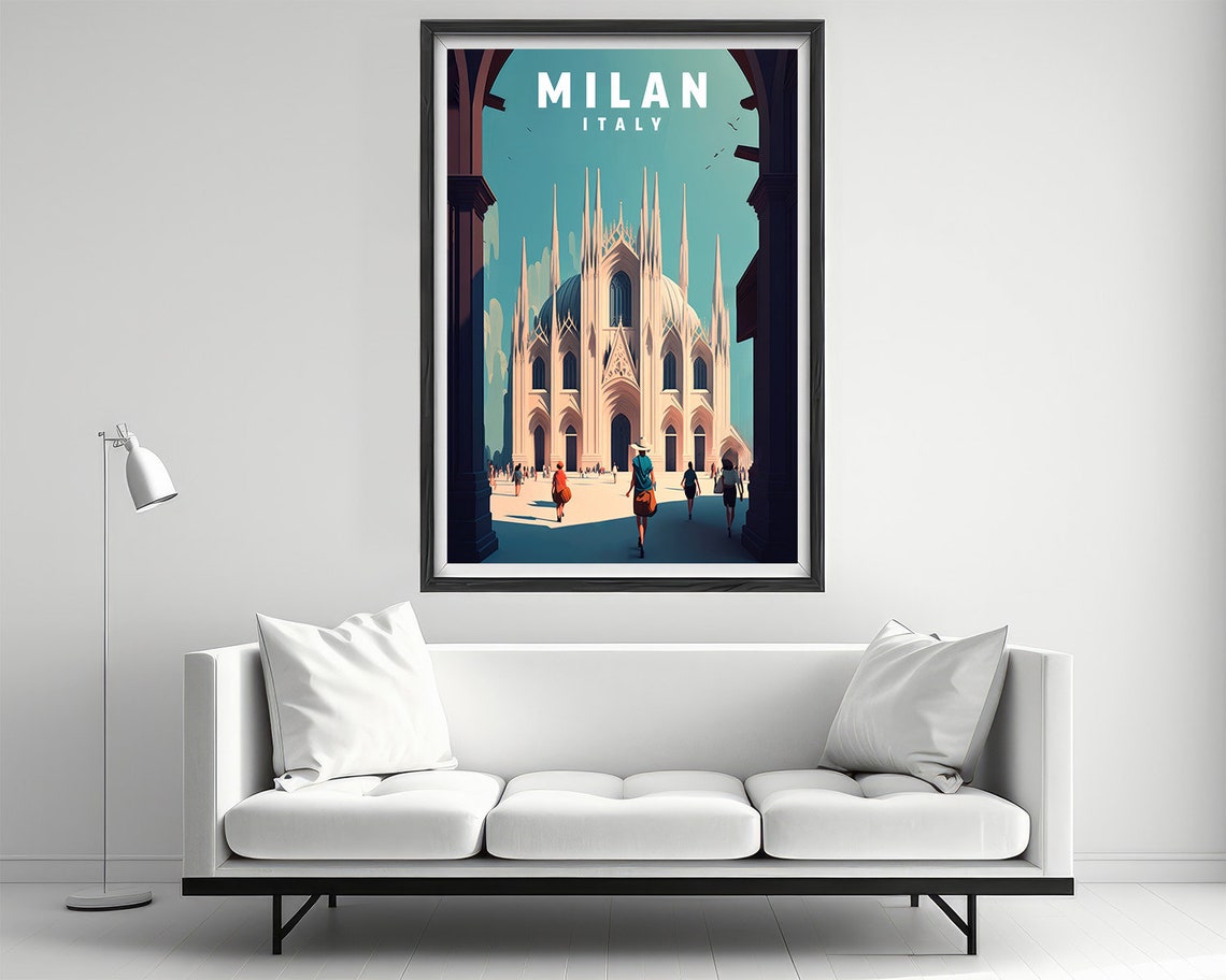 Milan Italy Travel Poster Milan Italy Wall Art Print Milan Italy Painting Italy Art Illustration Milan Italy Watercolor Home Decor - Image 2