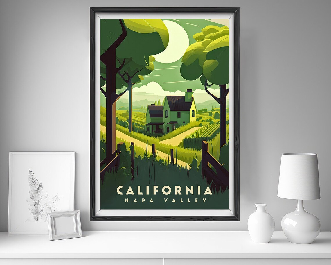 Napa Valley Travel Poster California Wall Art Print Napa Valley Napa Valley Painting Illustration California California Home Decor - Image 4