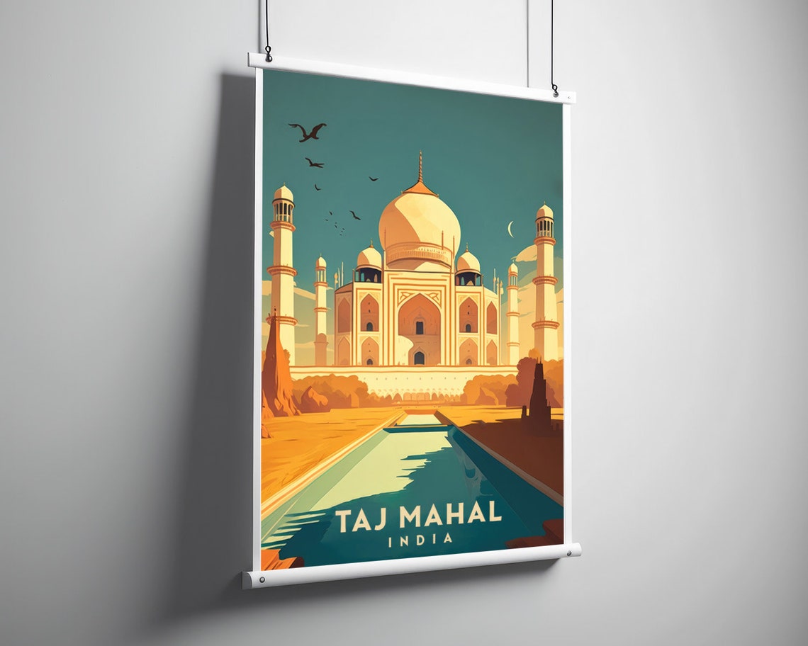 Taj Mahal India Vintage Travel Poster Mughal Mausoleum Artwork - Image 3