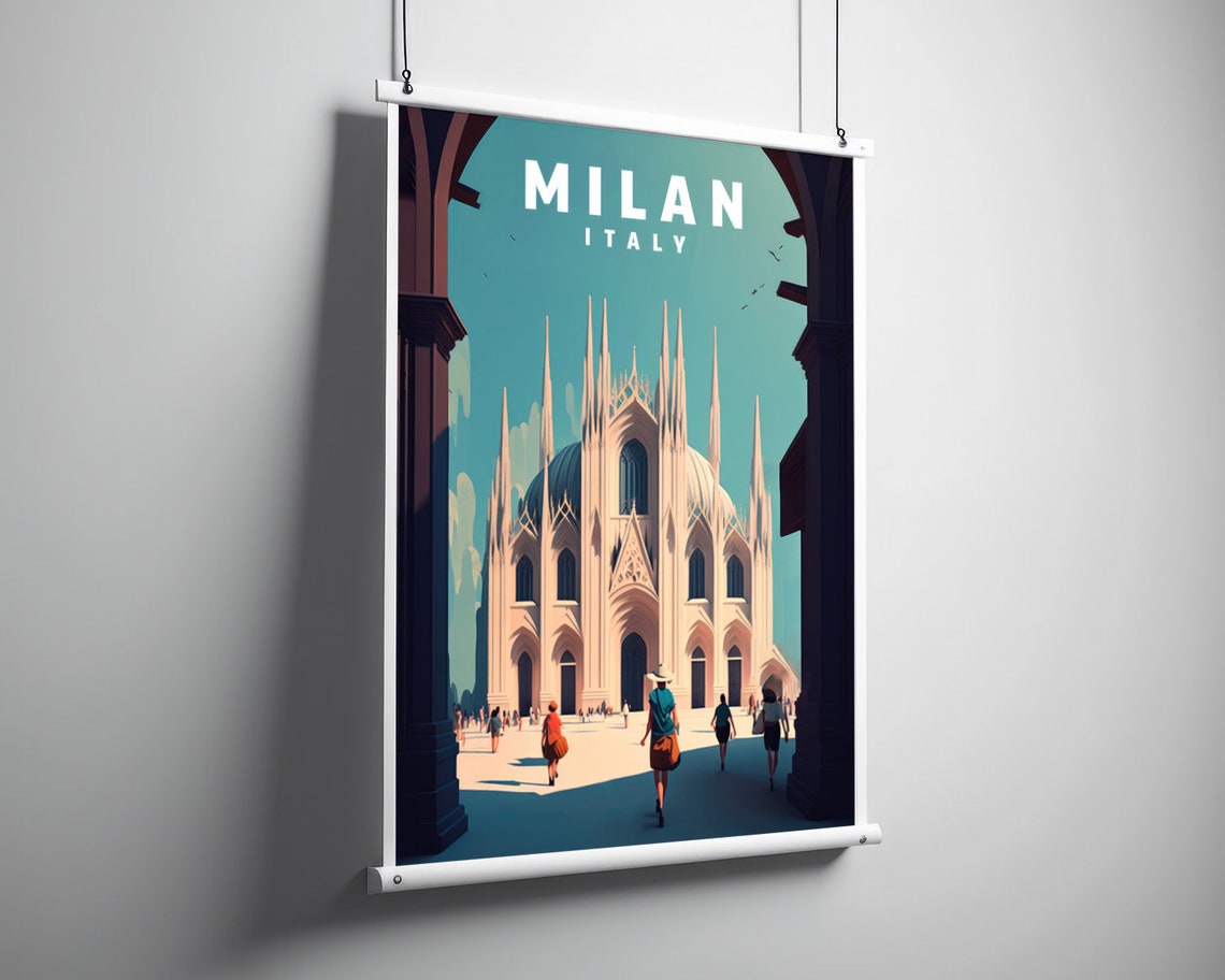 Milan Italy Travel Poster Milan Italy Wall Art Print Milan Italy Painting Italy Art Illustration Milan Italy Watercolor Home Decor - Image 3