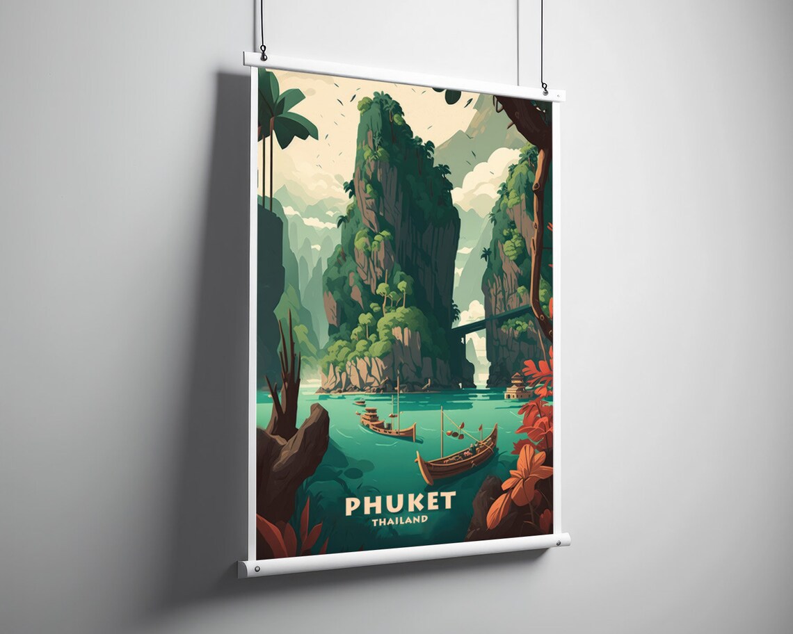 Phuket Thailand Travel Poster, Phang Na Bay Art Print - Image 3