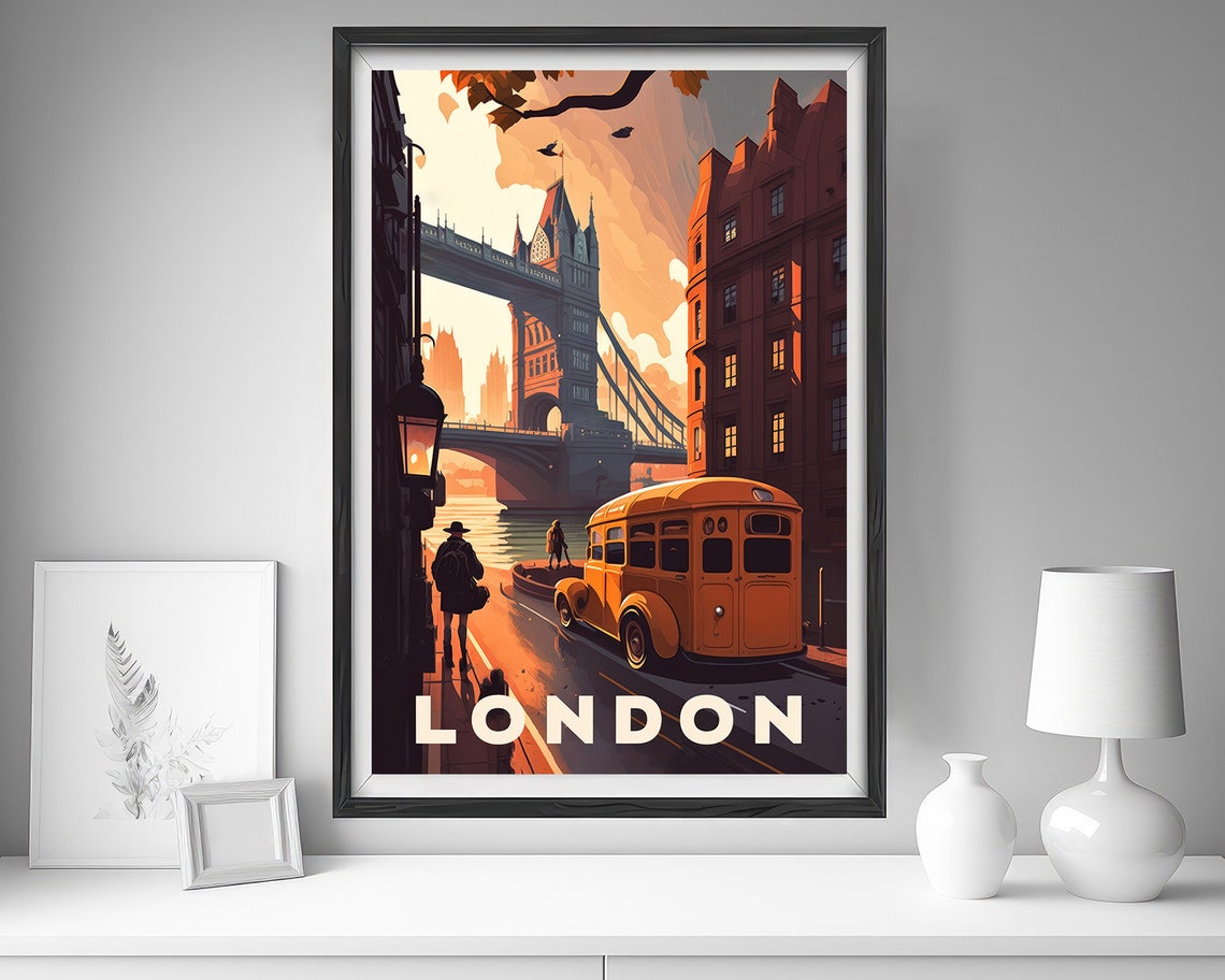 London Travel Poster London Print London Wall Art Print London England Poster London Painting Illustration London Watercolor Home Decor Art - Image 4