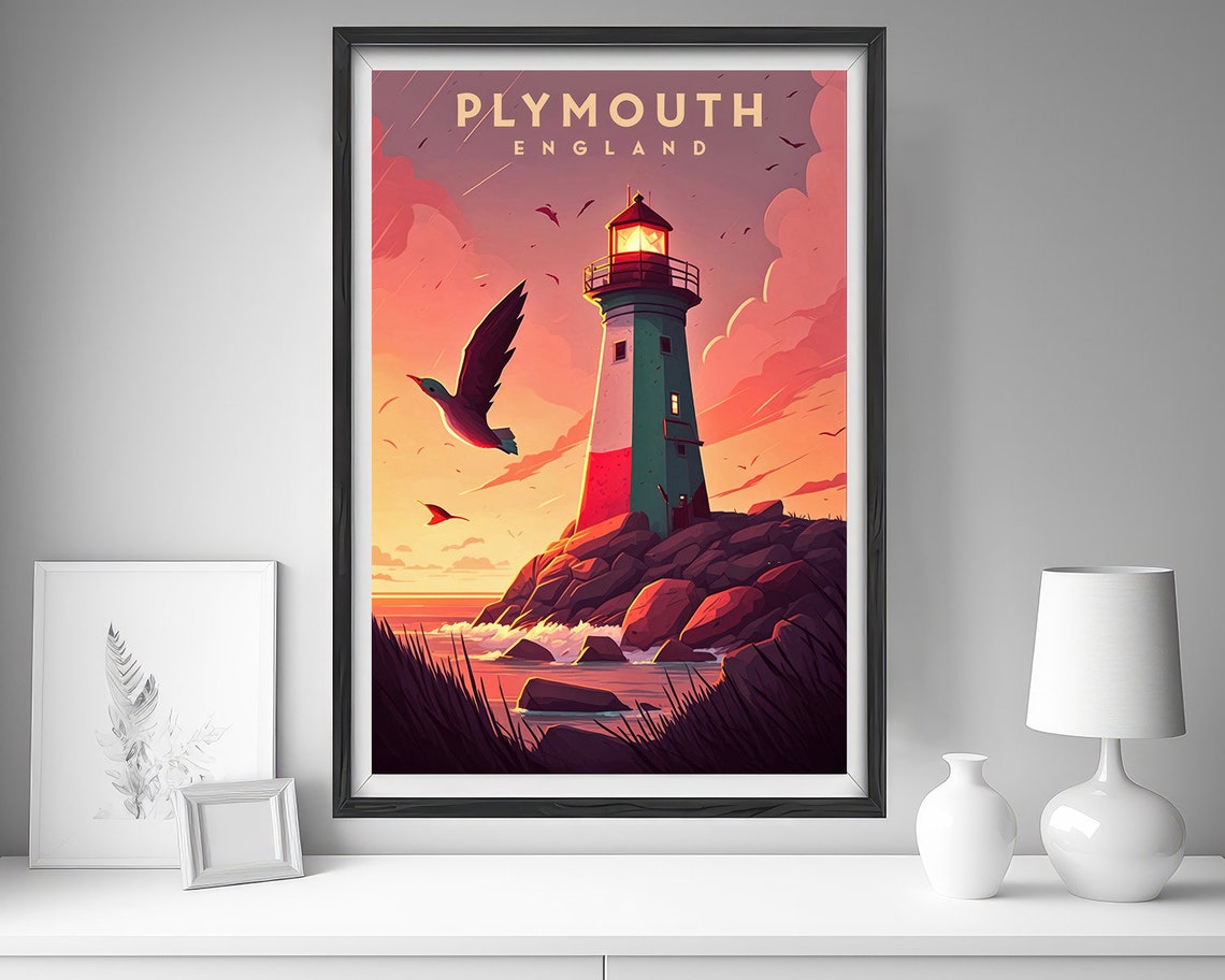 Plymouth Travel Poster Plymouth Print Plymouth Wall Art Print Plymouth England Plymouth Painting Illustration Plymouth Watercolor - Image 4