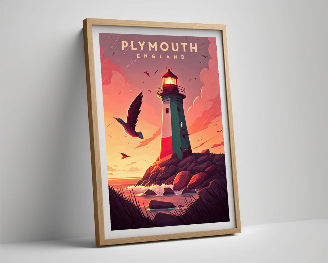 Plymouth Travel Poster Plymouth Print Plymouth Wall Art Print Plymouth England Plymouth Painting Illustration Plymouth Watercolor - Image 5