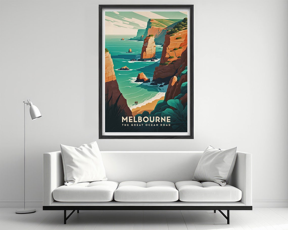 Melbourne Great Ocean Road Towering Cliffs Vintage Travel Poster - Image 2