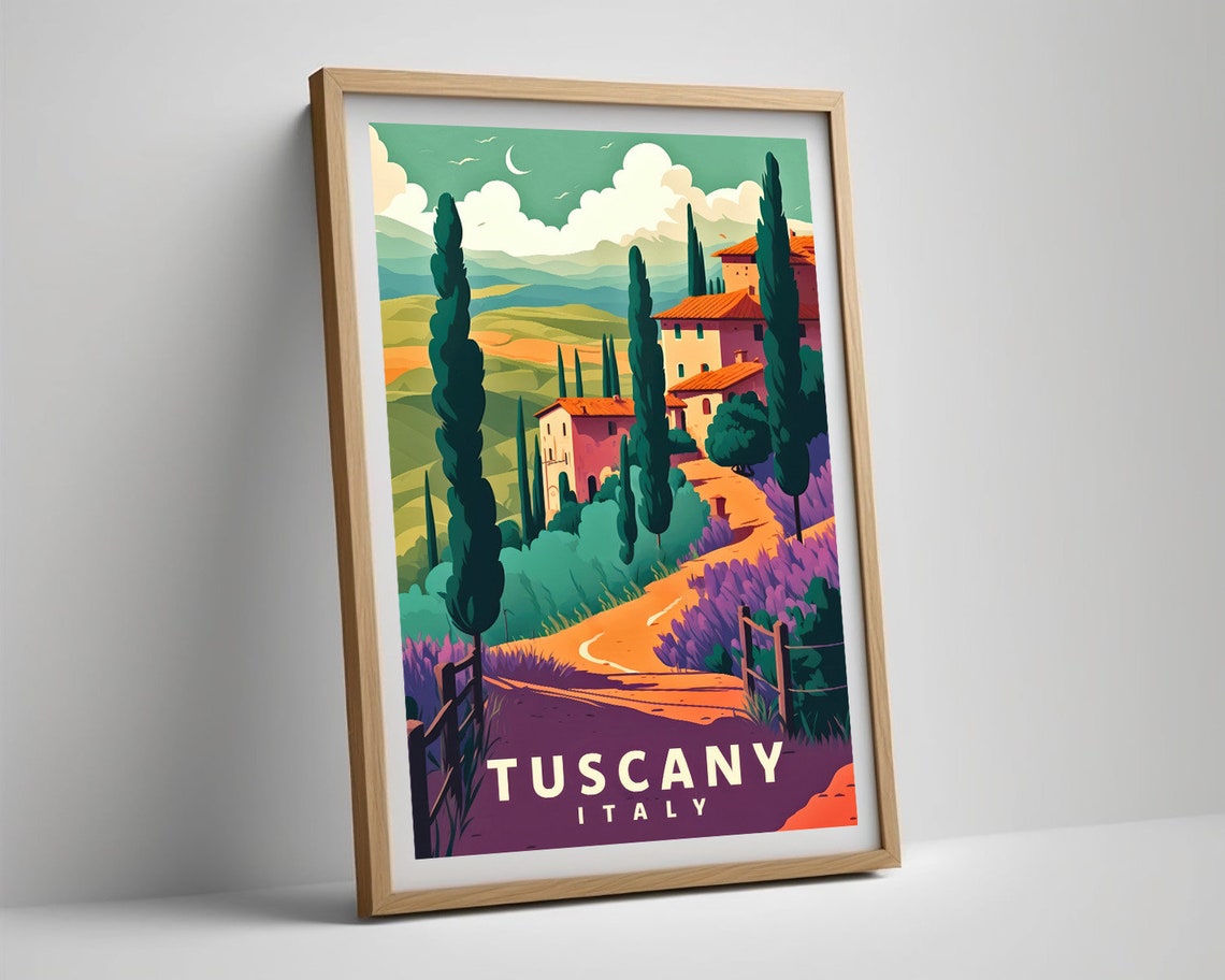 Italy Tuscany Travel Poster Italy Tuscany Wall Art Print Tuscany Italy Painting Tuscany Illustration Tuscany Watercolor Home Decor - Image 5
