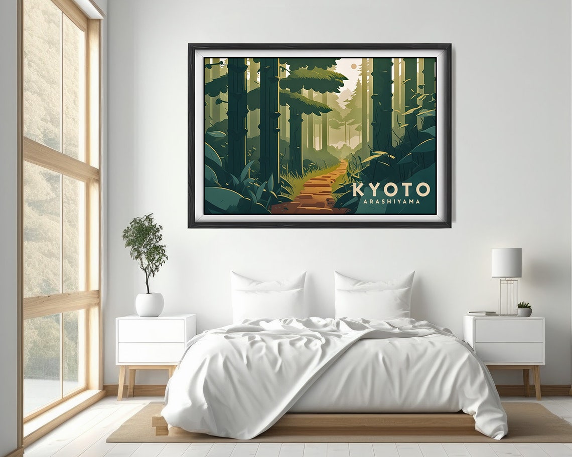 Kyoto Japan Travel Poster Kyoyo Japan Wall Art Print Kyoto Japan Painting Arashiyama Illustration Kyoto Watercolor Art Home Decor - Image 4