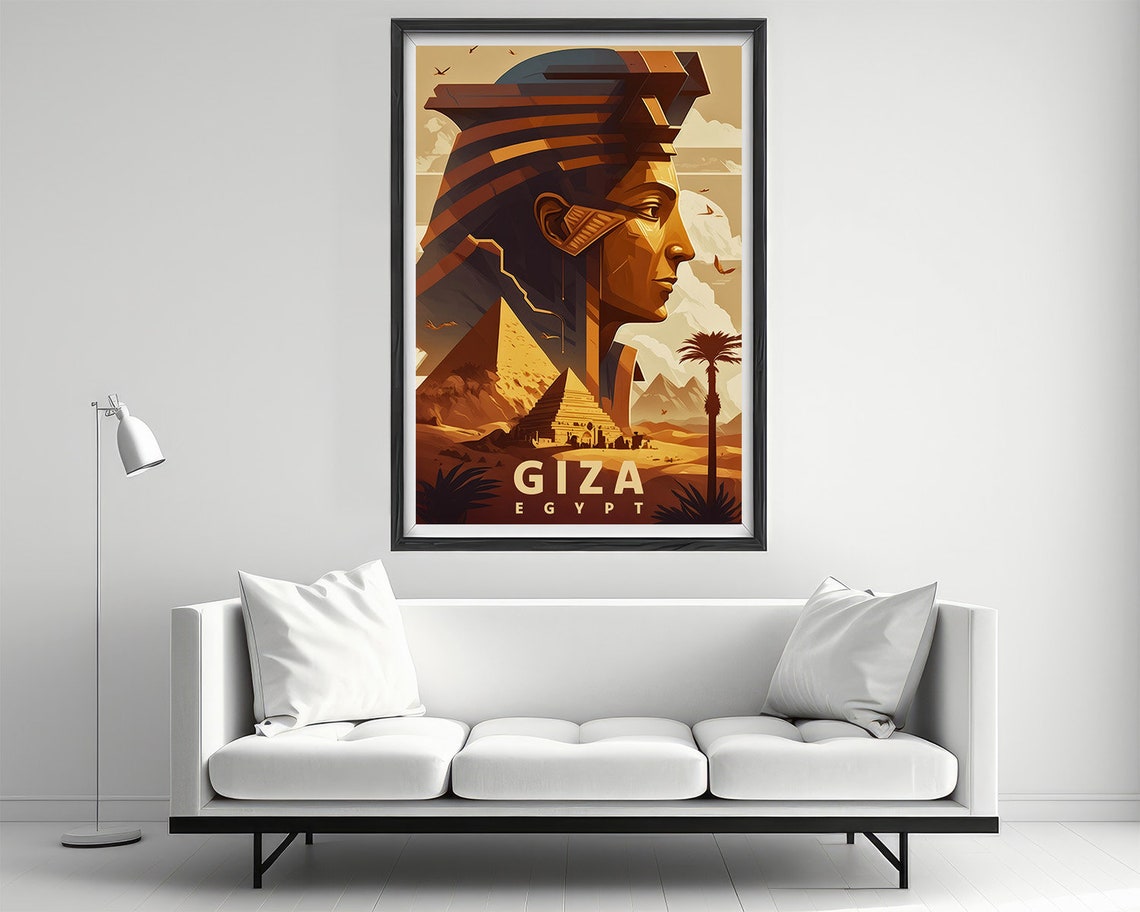 Giza Egypt Sphinx Pyramids Desert Sunset Vintage Travel Poster - Image 2