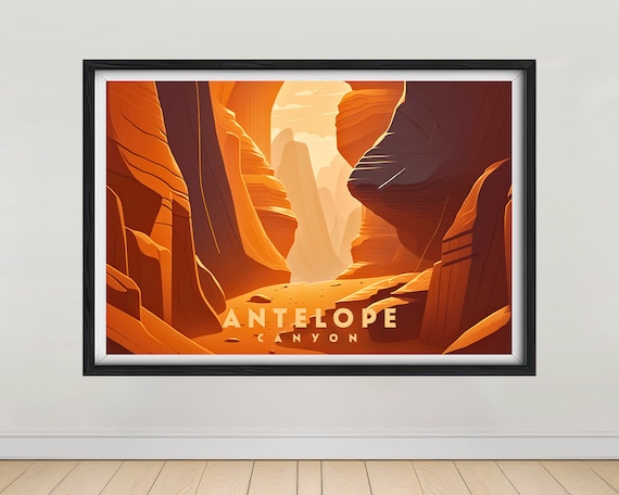 Antelope Canyon Travel Poster Antelope Canyon Wall Art Print Arizona Painting Antelope Canyon Illustration Utah Watercolor Decor