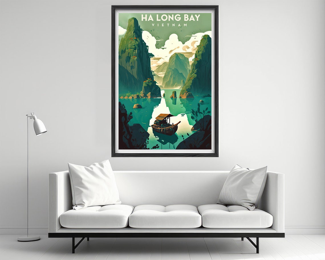 Vietnam Travel Poster Vietnam Print Vietnam Wall Art Print Ha Long Bay Vietnam Painting Vietnam Illustration Vietnam Watercolor Home Decor - Image 2