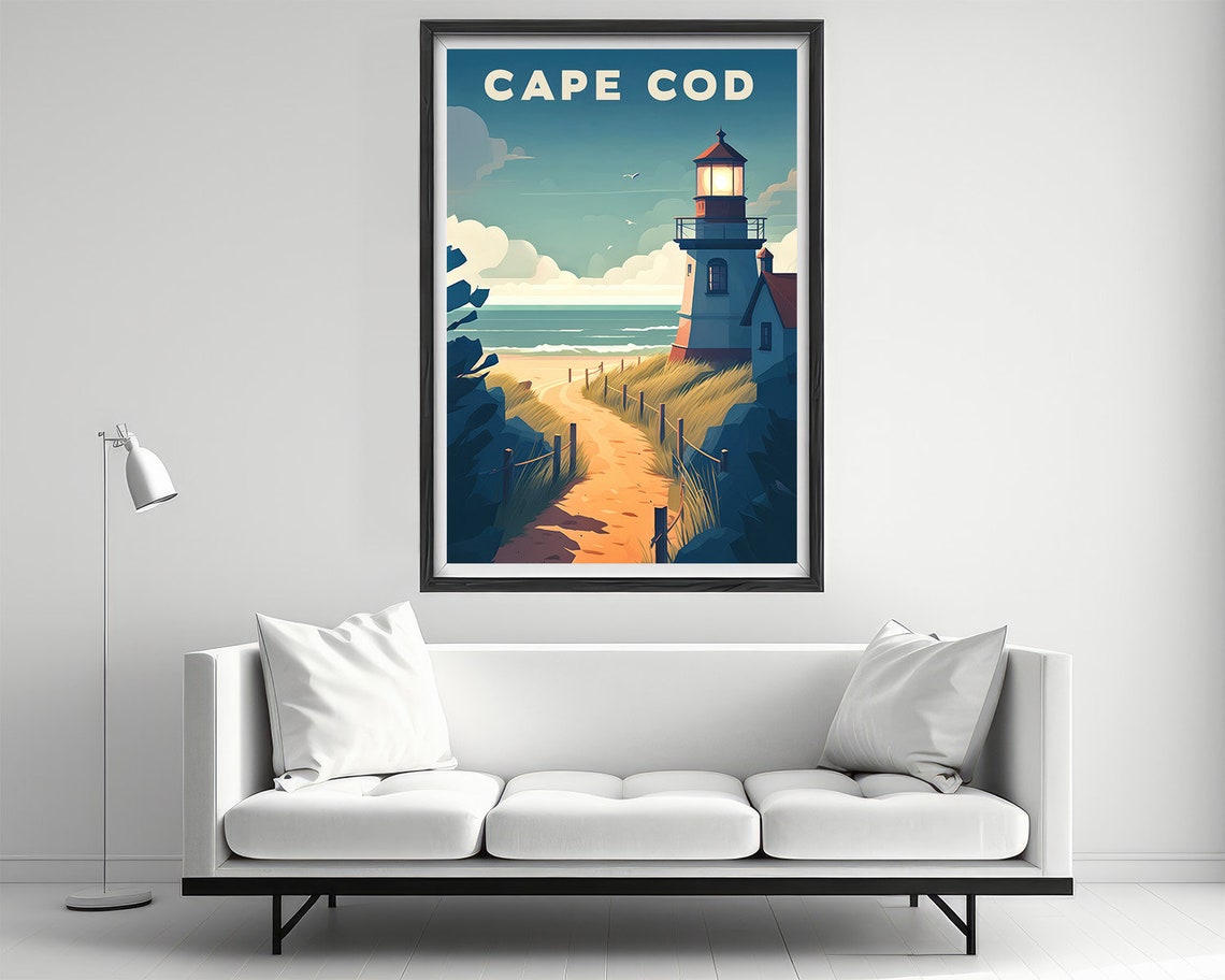 Cape Cod Massachusetts Lighthouse Beach Dunes Coastal Travel Poster - Image 2