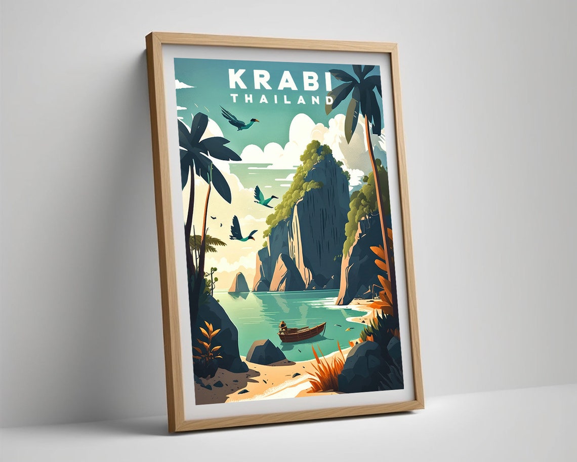 Krabi Travel Poster Krabi Print Krabi Wall Art Print Krabi Thailand Krabi Painting Krabi Illustration Krabi Watercolor Krabi Home Decor Art - Image 5
