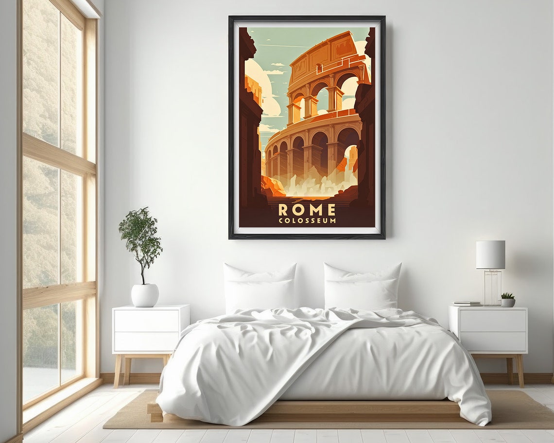 Rome Colosseum Travel Poster Rome Colosseum Wall Art Print Rome Colosseum Painting Rome Colosseum Illustration Rome Watercolor Art - Image 2