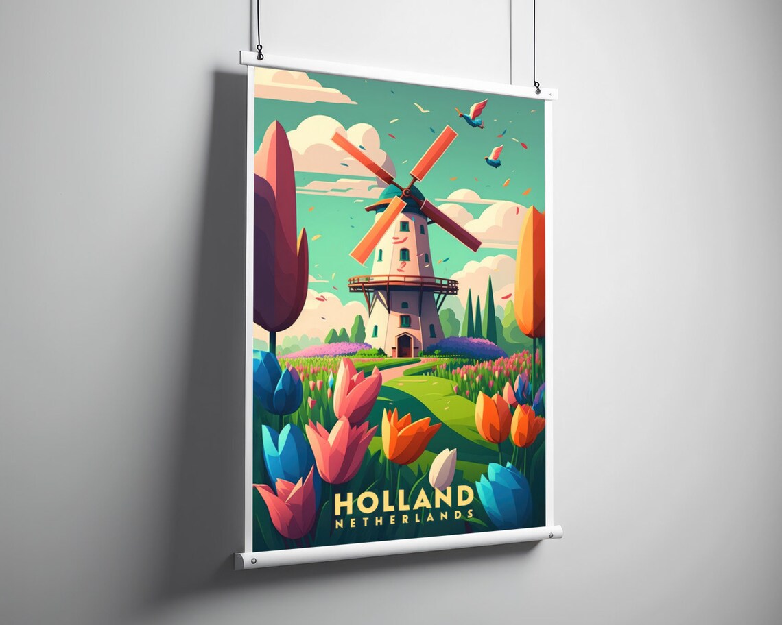Netherlands Travel Poster, Holland Watercolor Art Print - Image 3