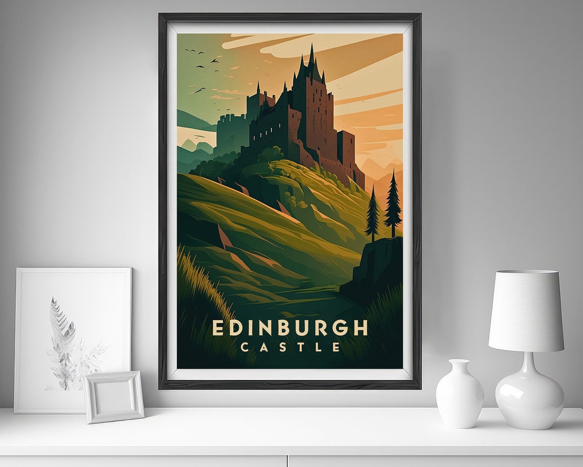 Edinburgh Castle Scotland Travel Poster Scotland Edinburgh Castle Wall Art Print Scotland Painting Illustration Uk Watercolor Art - Image 4