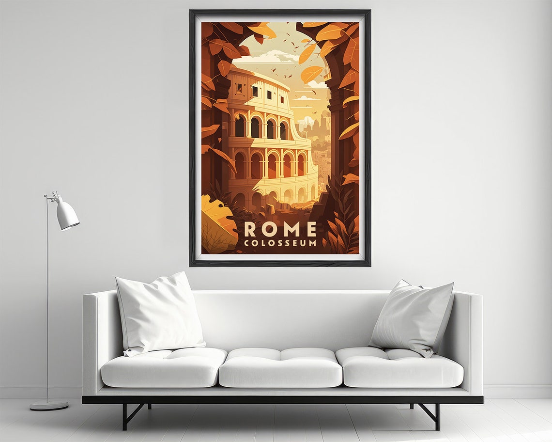 Rome Colosseum Travel Poster Rome Colosseum Wall Art Print Rome Colosseum Painting Rome Colosseum Illustration Rome Watercolor Art - Image 2